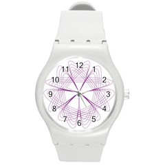 Purple Spirograph Pattern Circle Geometric Round Plastic Sport Watch (m) by Nexatart