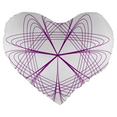 Purple Spirograph Pattern Circle Geometric Large 19  Premium Heart Shape Cushions by Nexatart