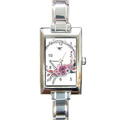 Flowers Twig Corolla Wreath Lease Rectangle Italian Charm Watch by Nexatart