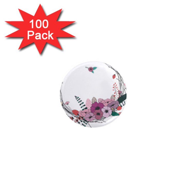 Flowers Twig Corolla Wreath Lease 1  Mini Magnets (100 pack) 