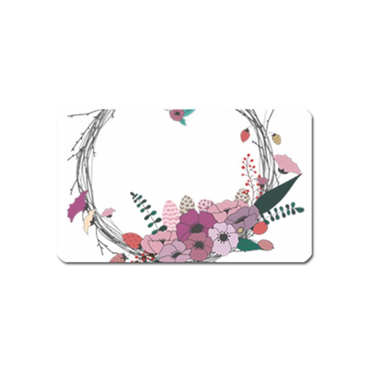 Flowers Twig Corolla Wreath Lease Magnet (Name Card)