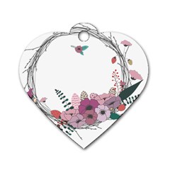 Flowers Twig Corolla Wreath Lease Dog Tag Heart (two Sides) by Nexatart