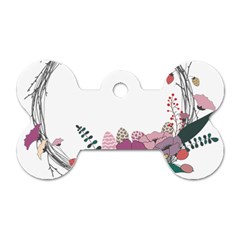 Flowers Twig Corolla Wreath Lease Dog Tag Bone (two Sides) by Nexatart