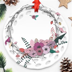 Flowers Twig Corolla Wreath Lease Round Filigree Ornament (two Sides) by Nexatart