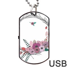 Flowers Twig Corolla Wreath Lease Dog Tag Usb Flash (one Side) by Nexatart