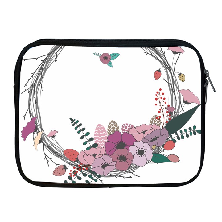 Flowers Twig Corolla Wreath Lease Apple iPad 2/3/4 Zipper Cases