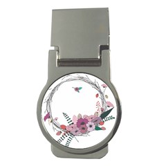 Flowers Twig Corolla Wreath Lease Money Clips (round)  by Nexatart