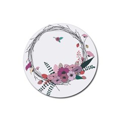 Flowers Twig Corolla Wreath Lease Rubber Coaster (round)  by Nexatart