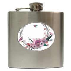 Flowers Twig Corolla Wreath Lease Hip Flask (6 Oz) by Nexatart