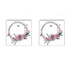 Flowers Twig Corolla Wreath Lease Cufflinks (square) by Nexatart