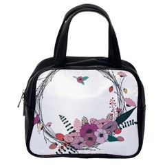 Flowers Twig Corolla Wreath Lease Classic Handbags (one Side) by Nexatart