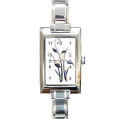 Flora Abstract Scrolls Batik Design Rectangle Italian Charm Watch by Nexatart