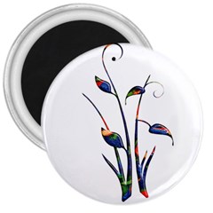 Flora Abstract Scrolls Batik Design 3  Magnets by Nexatart