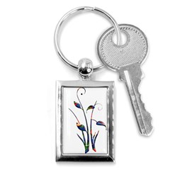 Flora Abstract Scrolls Batik Design Key Chains (rectangle)  by Nexatart