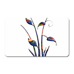 Flora Abstract Scrolls Batik Design Magnet (rectangular) by Nexatart