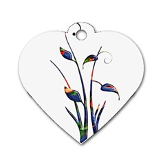 Flora Abstract Scrolls Batik Design Dog Tag Heart (one Side) by Nexatart