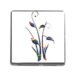 Flora Abstract Scrolls Batik Design Memory Card Reader (square) by Nexatart