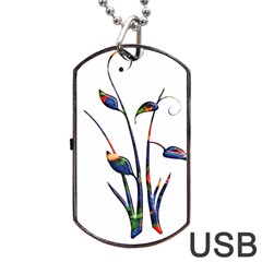 Flora Abstract Scrolls Batik Design Dog Tag Usb Flash (two Sides)