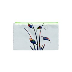 Flora Abstract Scrolls Batik Design Cosmetic Bag (xs) by Nexatart