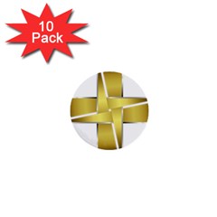 Logo Cross Golden Metal Glossy 1  Mini Buttons (10 Pack)  by Nexatart