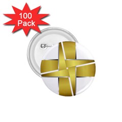 Logo Cross Golden Metal Glossy 1 75  Buttons (100 Pack) 