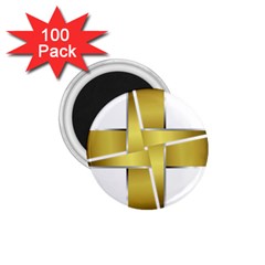 Logo Cross Golden Metal Glossy 1 75  Magnets (100 Pack)  by Nexatart