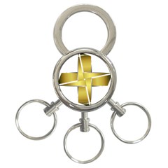 Logo Cross Golden Metal Glossy 3-ring Key Chains by Nexatart