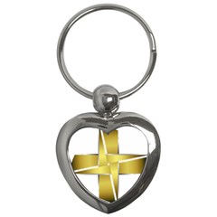 Logo Cross Golden Metal Glossy Key Chains (heart)  by Nexatart