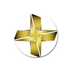 Logo Cross Golden Metal Glossy Magnet 3  (round) by Nexatart