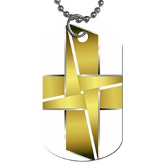 Logo Cross Golden Metal Glossy Dog Tag (one Side) by Nexatart