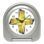 Logo Cross Golden Metal Glossy Travel Alarm Clocks Front