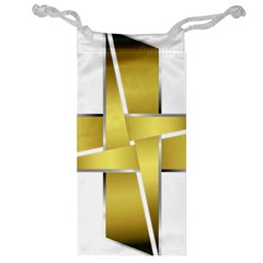 Logo Cross Golden Metal Glossy Jewelry Bag by Nexatart