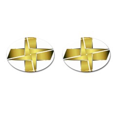 Logo Cross Golden Metal Glossy Cufflinks (oval) by Nexatart