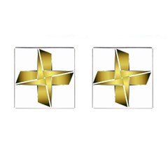 Logo Cross Golden Metal Glossy Cufflinks (square) by Nexatart