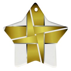 Logo Cross Golden Metal Glossy Star Ornament (two Sides) by Nexatart