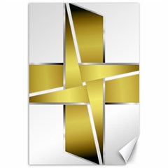 Logo Cross Golden Metal Glossy Canvas 12  X 18   by Nexatart