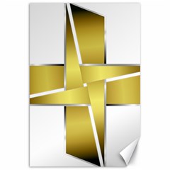 Logo Cross Golden Metal Glossy Canvas 20  X 30   by Nexatart