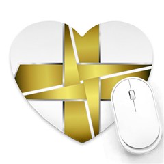 Logo Cross Golden Metal Glossy Heart Mousepads by Nexatart