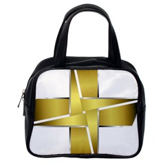 Logo Cross Golden Metal Glossy Classic Handbags (one Side) by Nexatart