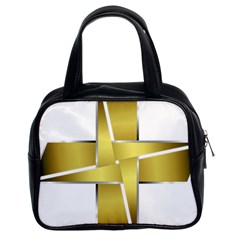 Logo Cross Golden Metal Glossy Classic Handbags (2 Sides) by Nexatart