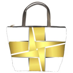 Logo Cross Golden Metal Glossy Bucket Bags by Nexatart