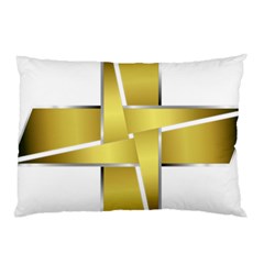 Logo Cross Golden Metal Glossy Pillow Case by Nexatart