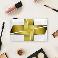 Logo Cross Golden Metal Glossy Cosmetic Bag (small)  by Nexatart