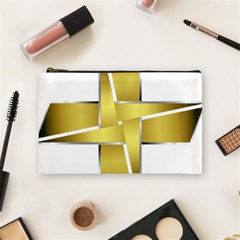 Logo Cross Golden Metal Glossy Cosmetic Bag (medium)  by Nexatart