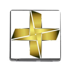 Logo Cross Golden Metal Glossy Memory Card Reader (square) by Nexatart