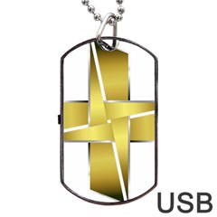 Logo Cross Golden Metal Glossy Dog Tag Usb Flash (two Sides) by Nexatart