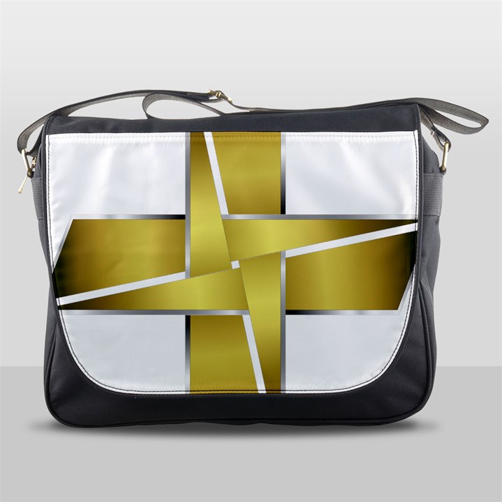 Logo Cross Golden Metal Glossy Messenger Bags