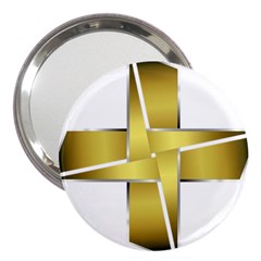 Logo Cross Golden Metal Glossy 3  Handbag Mirrors by Nexatart