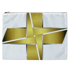 Logo Cross Golden Metal Glossy Cosmetic Bag (xxl)  by Nexatart