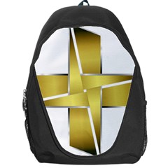 Logo Cross Golden Metal Glossy Backpack Bag by Nexatart